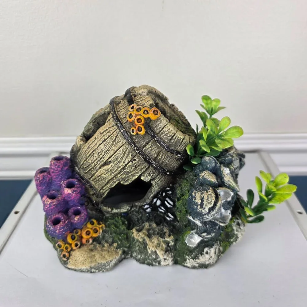 Aquarium Decor Barrel Coral Plants Shells 6.5